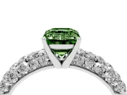 Emerald Cut Multi Row Pave Engagement Ring Setting for a Fancy Green Lab-Grown Diamond | Platinum