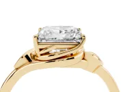 Princess Cut Leaf Bypass Solitaire Engagement Ring Setting | Polished Band | Yellow Gold