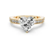 Heart-Shaped Vintage Pavé Solitaire Engagement Ring Setting | Milgrain Edges | Yellow Gold