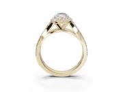 Marquise Halo Pavé Engagement Ring Setting | Narrow Split Shank | Yellow Gold