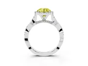 Round Halo Engagement Ring Setting for a Fancy Yellow Lab-Grown Diamond | Pavé Twist Band | Platinum