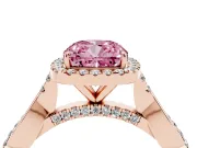 Cushion Cut Twist Halo Engagement Ring Setting for a Fancy Pink Lab-Grown Diamond | Rose Gold