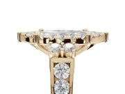 Marquise Halo Side Cluster Engagement Ring Setting | Graduated Channel Band | Yellow Gold