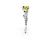 Heart-Shaped Leaf Pavé Engagement Ring Setting for a Fancy Yellow Lab-Grown Diamond | Sterling Silver