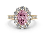 Oval Vintage Halo Engagement Ring Setting for a Fancy Pink Lab-Grown Diamond | Yellow Gold