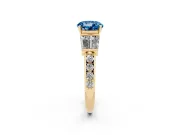 Round Channel Set Baguette Engagement Ring Setting for a Fancy Blue Lab-Grown Diamond | Yellow Gold