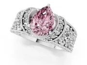 Pear-Shaped Vintage Pave Engagement Ring Setting for a Fancy Pink Lab-Grown Diamond | Milgrain Edges | White Gold