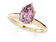 Pear-Shaped Cathedral Engagement Ring Setting for a Fancy Pink Lab-Grown Diamond | Yellow Gold