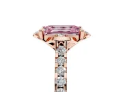 Emerald Cut Floral Petal Engagement Ring Setting for a Fancy Pink Lab-Grown Diamond | Petal Accents | Rose Gold