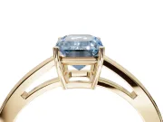 Emerald Cut Cathedral Engagement Ring Setting for a Fancy Blue Lab-Grown Diamond | Yellow Gold - Design NV-24626