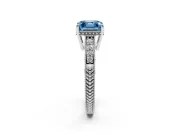 Asscher Cut Engraved Engagement Ring Setting for a Fancy Blue Lab-Grown Diamond | White Gold