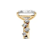 Radiant Cut Solitaire Engagement Ring Setting | Graduated Scattered Accents | Yellow Gold