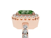 Emerald Cut Milgrain Halo Engagement Ring Setting for a Fancy Green Lab-Grown Diamond | Pavé Shoulders | Rose Gold