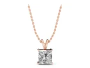 Princess Cut Lab-Grown Diamond Solitaire Pendant | Split Bail | Rose Gold