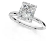 Radiant Cut Hidden Halo Engagement Ring Setting | Thin Plain Band | Platinum