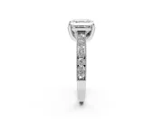 Asscher Cut Vintage Hidden Halo Engagement Ring Setting | Milgrain Pave Band | Platinum