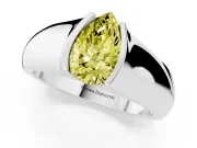 Pear-Shaped Half Bezel Solitaire Engagement Ring Setting for a Fancy Yellow Lab-Grown Diamond | Wide Band | Platinum