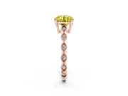 Round Milgrain Solitaire Engagement Ring Setting for a Fancy Yellow Lab-Grown Diamond | Rose Gold