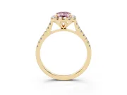 Emerald Cut Halo Engagement Ring Setting for a Fancy Pink Lab-Grown Diamond | Tapered Band | Yellow Gold