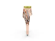 Emerald Cut Bypass Hidden Halo Engagement Ring Setting for a Fancy Yellow Lab-Grown Diamond | Graduated Pavé | Rose Gold