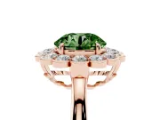 Round Scalloped Cluster Halo Engagement Ring Setting for a Fancy Green Lab-Grown Diamond | Plain Band | Rose Gold