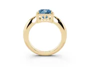 Princess Cut Halo Engagement Ring Setting for a Fancy Blue Lab-Grown Diamond | Plain Tapered Band | Yellow Gold