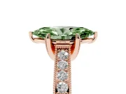Marquise Hidden Halo Engagement Ring Setting for a Fancy Green Lab-Grown Diamond | Milgrain Pave | Rose Gold