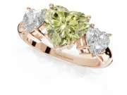 Heart-Shaped Three Stone Engagement Ring Setting for a Fancy Yellow Lab-Grown Diamond | Plain Band | Rose Gold