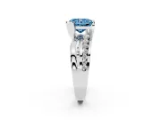 Fancy Blue Radiant Cut Diamond Solitaire Ring Set in Silver with Channel Set Split Shank and Tension Prongs