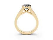 Heart-Shaped Channel-Set Engagement Ring Setting for a Black Center | Wide Band | Yellow Gold