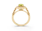 Emerald Cut Graduated Milgrain Halo Engagement Ring Setting for a Fancy Yellow Lab-Grown Diamond | Yellow Gold