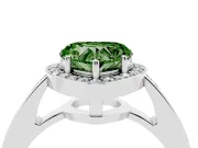 Fancy Green Heart Cut Diamond Halo Pavé Engagement Ring Set in Platinum with Bezel Setting