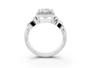 Princess Cut Floral Halo Engagement Ring Setting | Leaf Shoulders | Platinum