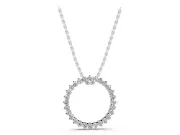 Round Lab-Grown Diamond Open Circle Pendant Necklace | Individual Prong Heads | Sterling Silver