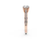 Cushion Cut Diamond Solitaire Pavé Engagement Ring Set in Rose gold with Prong Setting