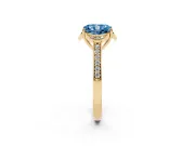Radiant Cut Floral Pavé Engagement Ring Setting for a Fancy Blue Lab-Grown Diamond | Yellow Gold