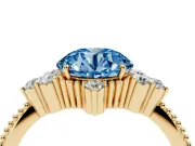 Round Cluster Engagement Ring Setting for a Fancy Blue Lab-Grown Diamond | Yellow Gold