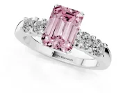 Emerald Cut Five Stone Engagement Ring Setting for a Fancy Pink Lab-Grown Diamond | Platinum