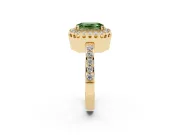 Emerald Cut Milgrain Halo Engagement Ring Setting for a Fancy Green Lab-Grown Diamond | Pavé Shoulders | Yellow Gold
