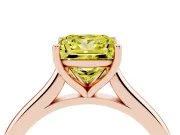 Fancy Yellow Princess Cut Diamond Solitaire Ring Set in Rose gold with Cathedral Band and Prong Setting