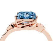 Princess Cut Leaf Bypass Solitaire Engagement Ring Setting for a Fancy Blue Lab-Grown Diamond | Rose Gold