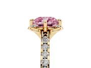 Cushion Cut Floral Petal Engagement Ring Setting for a Fancy Pink Lab-Grown Diamond | Petal Accents | Yellow Gold