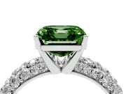 Asscher Cut Close Set Pave Engagement Ring Setting for a Fancy Green Lab-Grown Diamond | Multi Row | Sterling Silver
