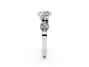 Round Vintage Leaf Solitaire Engagement Ring Setting | Milgrain Edges | Sterling Silver