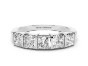 Princess Cut Diamond Seven-Stone Channel Band Set in Platinum with Bar Prongs