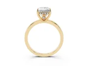 Princess Cut Hidden Halo Solitaire Engagement Ring Setting | Thin Wire Band | Yellow Gold