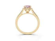 Pear-Shaped Halo Engagement Ring Setting for a Fancy Pink Lab-Grown Diamond | Plain Polished Band | Yellow Gold