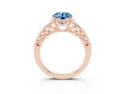 Round Floral Pavé Engagement Ring Setting for a Fancy Blue Lab-Grown Diamond | Rose Gold