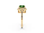 Princess Cut Halo Engagement Ring Setting for a Fancy Green Lab-Grown Diamond | Polished Halo Rim | Yellow Gold