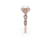 Radiant Cut Milgrain Halo Engagement Ring Setting | Graduated Shoulders | Rose Gold